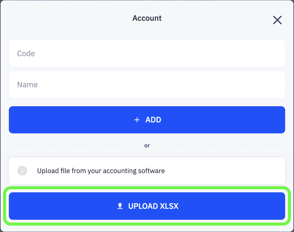 Upload xlsx button in CostPocket settings. Upload xlsx button in CostPocket settings.