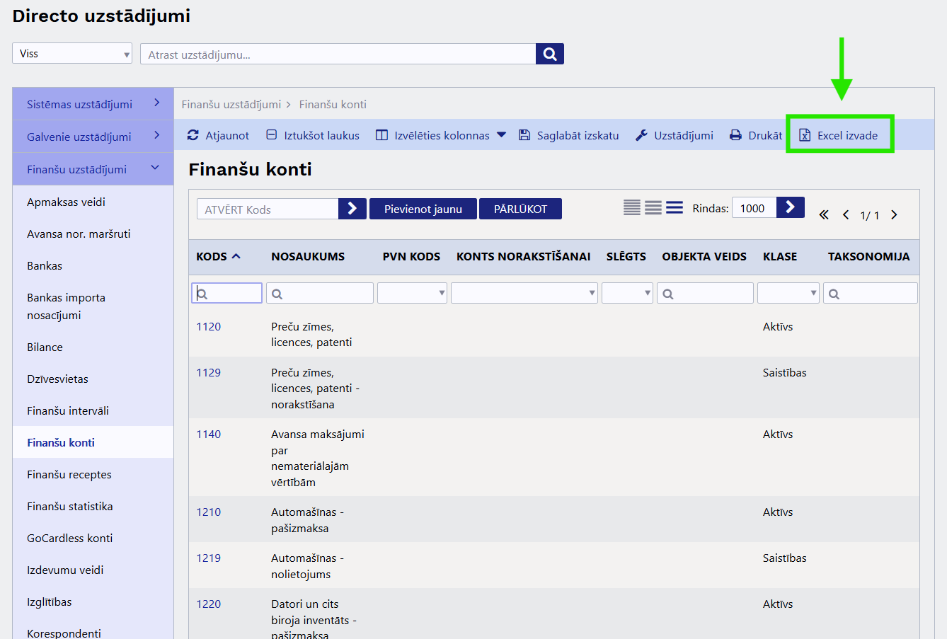 Direct finanšu konti: lejuplādējiet datus spiežot Direct finanšu konti: lejuplādējiet datus spiežot