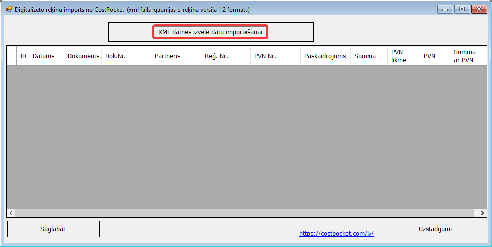 XML pārskata importēšana Zalktis sistēmā