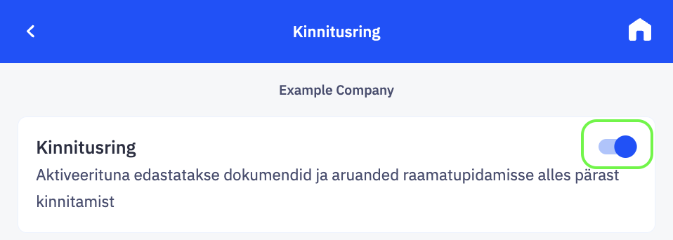 CostPocketi kinnitusringi seadistuse aktiveerimine.