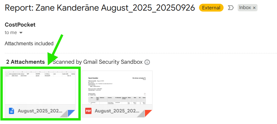 Enova365 CSV file email from CostPocket. Enova365 CSV file email from CostPocket.