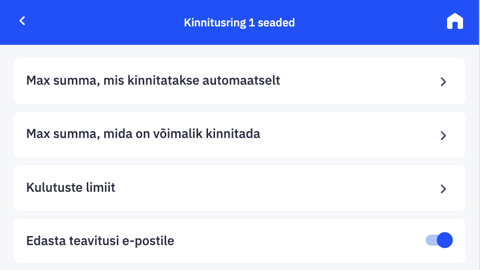 Kinnitusringi automatiseerimise reeglid.