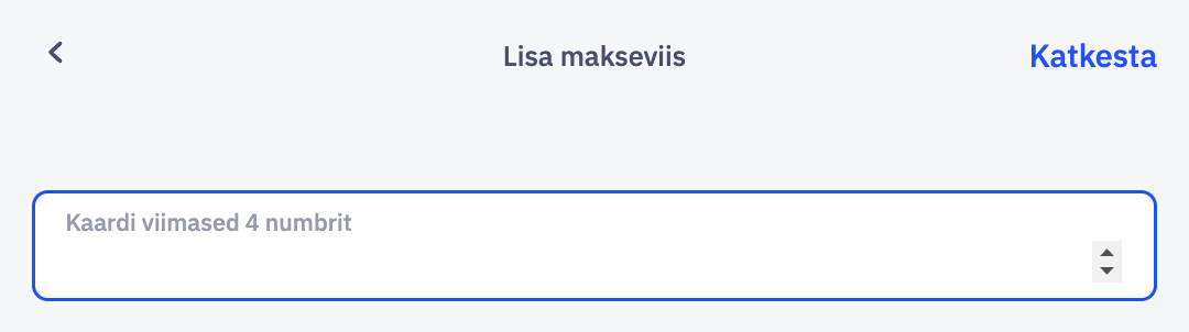 Kaardi numbri lisamine.