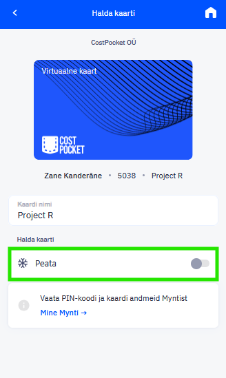 Peata kaardid CostPocket.