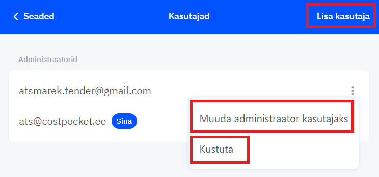 Kasutajate muutmine