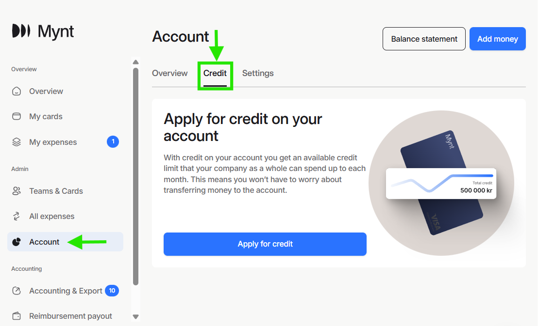 Mynt apply for credit