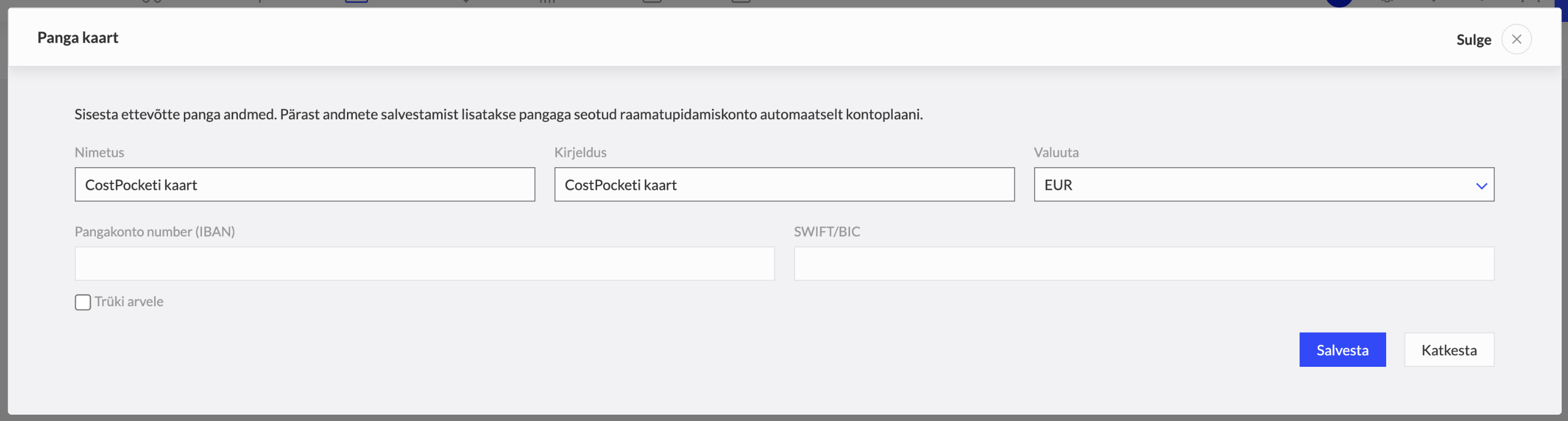<b>Panga nimi / kirjeldus</b>