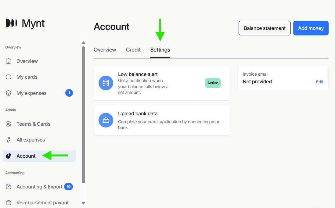 Mynt account notifications